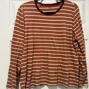 Madewell Rust and Cream Striped Top